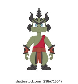 Cartoon funny and fairy green chinese dragon. Cartoon style