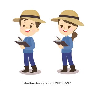 Vector de personajes de granjeros divertidos    