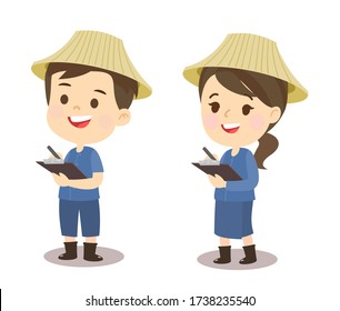 Vector de personajes de granjeros divertidos    