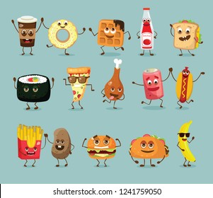 Cute Fast Food Character Vector Illustration Stock Vector (Royalty Free ...