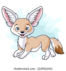 Cartoon funny fennec fox isolated on white background