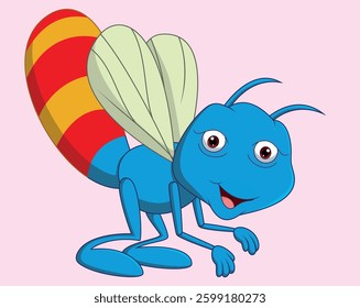 Cartoon funny firefly vector illustration