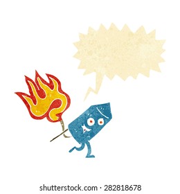 cartoon funny firework character with speech bubble