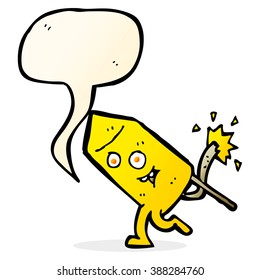 cartoon funny firework character with speech bubble