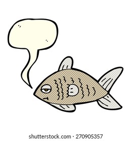 cartoon funny fish with speech bubble