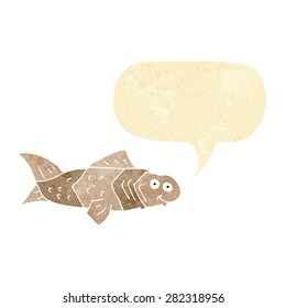 cartoon funny fish with speech bubble