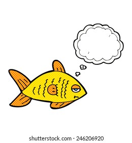 caricatura de peces divertidos con burbuja de pensamiento