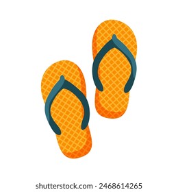 Cartoon funny flip flops with waffel ornament. Beach footwear. Bright slippers