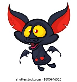 Cartoon funny flying bat. Halloween vector bat vampire