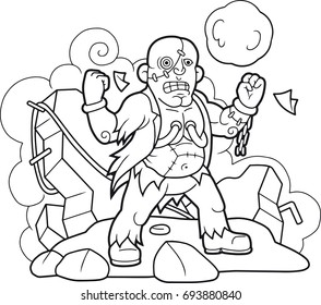 Cartoon funny frankenstein coloring book