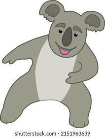Cartoon of a funny and friendly koala in action