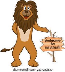 Cartoon of a funny and friendly lion