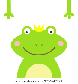 Cartoon funny frog with crown vector illustration