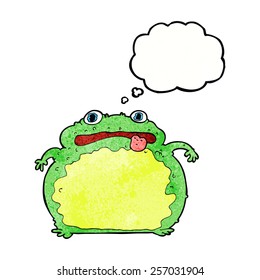 cartoon funny frog with thought bubble