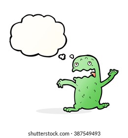 cartoon funny frog with thought bubble