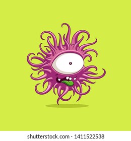 Cartoon funny fruit character and litchi face isolated on lemon green background vector illustration