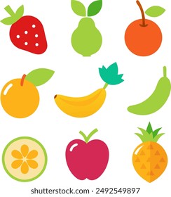 Cartoon funny fruits. Happy kiwi banana raspberry orange cherry with face. Summer fruit and berry vector characters isolated on white. Fruit kiwi and banana, orange and strawberry illustration