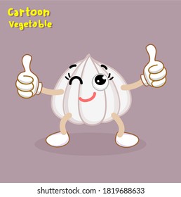
Cartoon Funny Garlic Character Vector