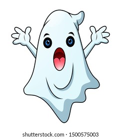 Cartoon Funny Ghost Waving Hand Stock Vector (Royalty Free) 1500575003 ...