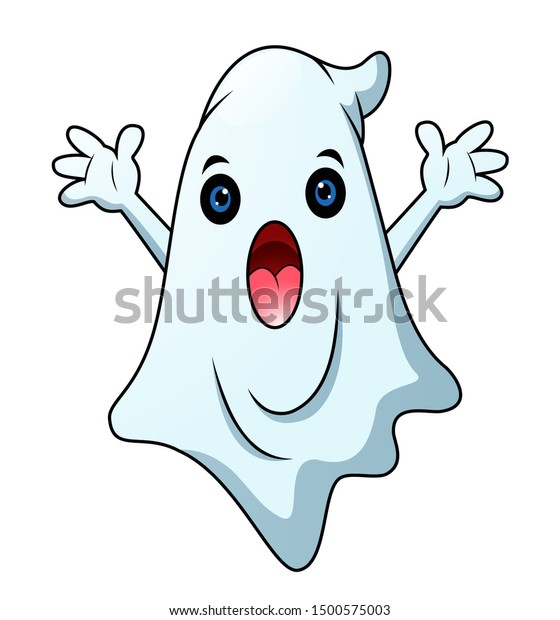 Cartoon Funny Ghost Waving Hand Stock Vector (Royalty Free) 1500575003 ...