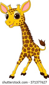 Cartoon funny giraffe mascot isolated on white background