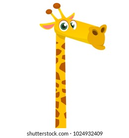 Cartoon funny giraffe. Vector illustration of african savanna giraffe smiling. 