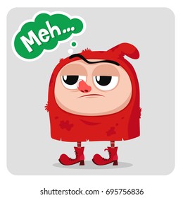 Cartoon funny gnome in red hood. Vector illustration