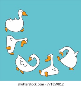 Cartoon funny goose. Vector illustration of a bird.