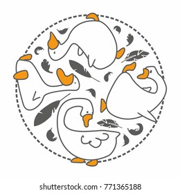 
Cartoon funny goose. Vector illustration of a bird.
