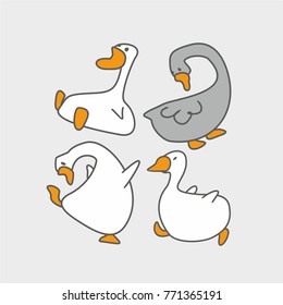 
Cartoon funny goose. Vector illustration of a bird.