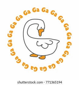 Cartoon funny goose. Vector illustration of a bird.