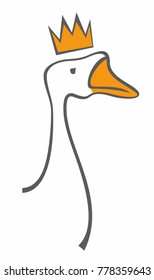 Cartoon funny goose. Vector symbol, logo, emblem.