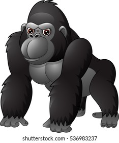 Cartoon funny gorilla isolated on white background