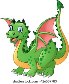 Cartoon funny green dragon