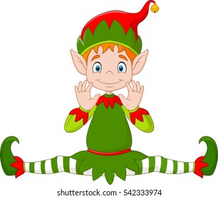 Cartoon funny green elf 