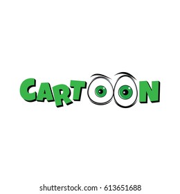 cartoon funny green eyes for comics design vector art illustration