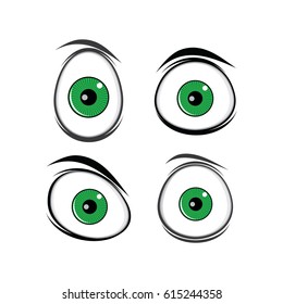cartoon funny green eyes for comics design vector art illustration