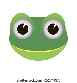 Cartoon funny green frog icon on white background