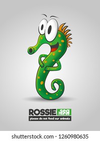 Cartoon Funny Green Seahorse