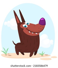 Cartoon funny guardian dog. Vector illustration isolated