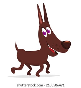 Cartoon funny guardian dog. Vector illustration isolated