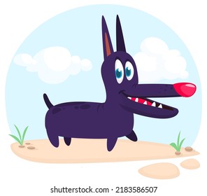 Cartoon funny guardian dog. Vector illustration isolated