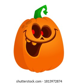 Cartoon funny halloween pumpkin head isolated. Vector illustration