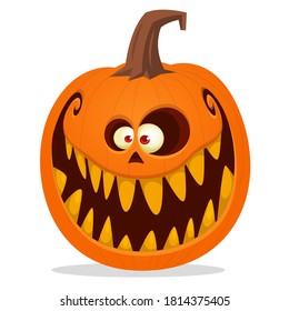 Cartoon funny halloween pumpkin head isolated. Vector illustration