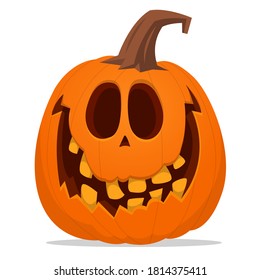 Cartoon funny halloween pumpkin head isolated. Vector illustration