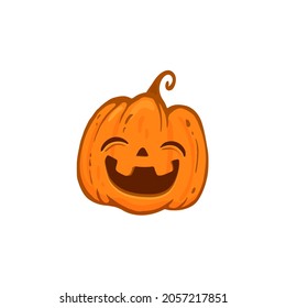 cartoon funny halloween pumpkin isolated on white, jack o lantern.Vector illustration