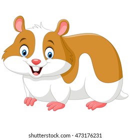 Cartoon funny hamster isolated on white background 