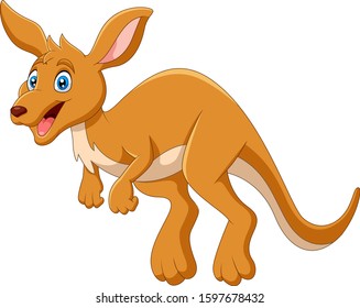 Cartoon funny happy jumping Kangaroo