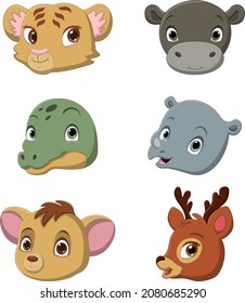 Cartoon funny head animal collection