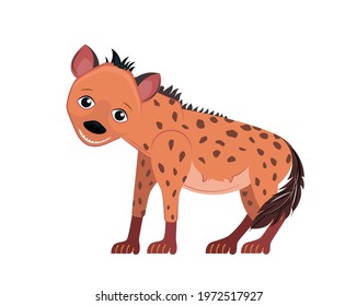 Cartoon funny hyena isolated on white background. African animal for abc book. Vector illustration
